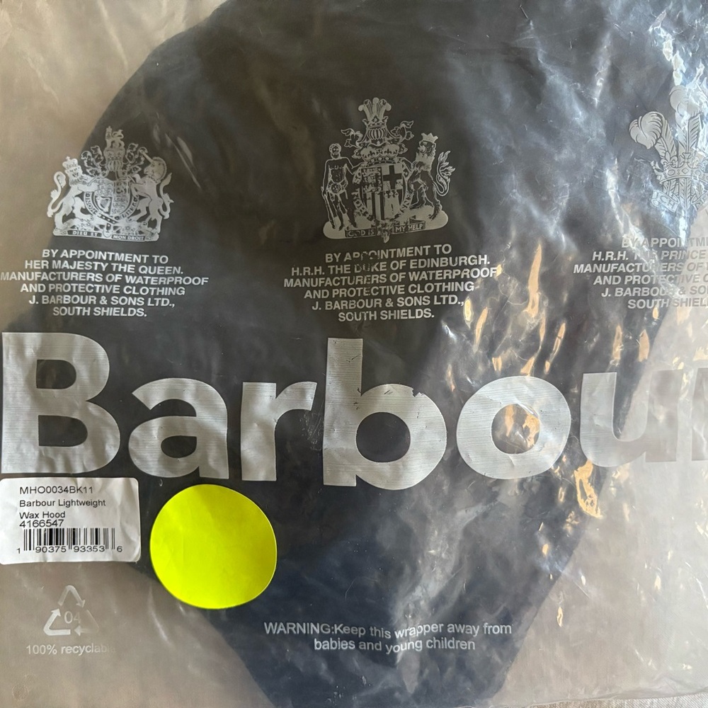 Barbour Black Lightweight Wax Hood Accessory